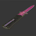 Modern Folding Knife Weapon With Pink Blade And Black Handle Design