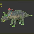 Light Purple Horned Dinosaur Character With Open Mouth Frilled Head Blue Eyes On Gray Background