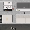Modern Bathroom Vanity With White Cabinetry Mirror Cabinet LED Lighting Marble Countertop And Decorative Vases