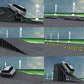 Different Road Ramps For Vehicle Testing With Safety Stripes Guide Flags And Logos