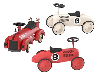 Vintage Toy Cars With Different Designs And Numbers 3d model