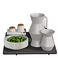 Inflatable Home Decor Products Including Vase Bowl With Limes Cups And Books Displayed