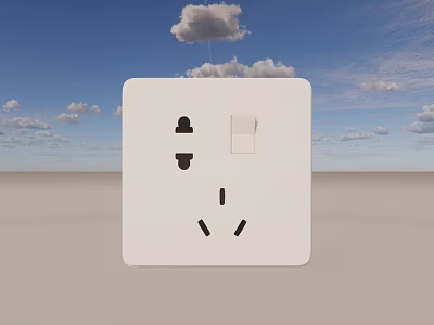 White Electrical Switch Panel With Single Switch And Power Socket For Home Interior Use 3d model