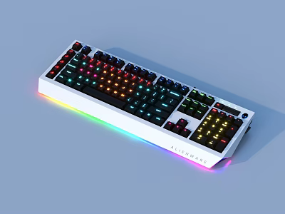 White Mechanical Gaming Keyboard With Colorful RGB Backlit And Full Size Layout 3d model