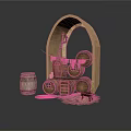 Rustic Wine Cellar Storage With Arched Structure Wooden Barrels Ladder And Straw Sacks