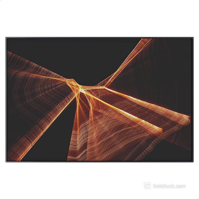 Abstract Painting Featuring Flowing Orange Lines Textured Patterns And Visual Depth 3d model 