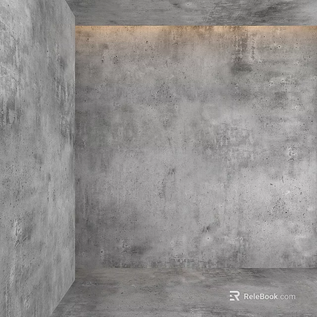 Gray Concrete Wall Component With Rough Textured Surface For Modern Interior 3d model 
