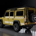 Yellow Off Road Vehicle with Roof Rack Shiny Body and Black Wheels