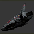 Futuristic Sci-fi Fighter Spaceship With Metallic Gray Body Red White Accents And Weapon Details
