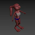 Cartoon Style Game Movie Character With Large Ears White Tank Top And Blue Shorts