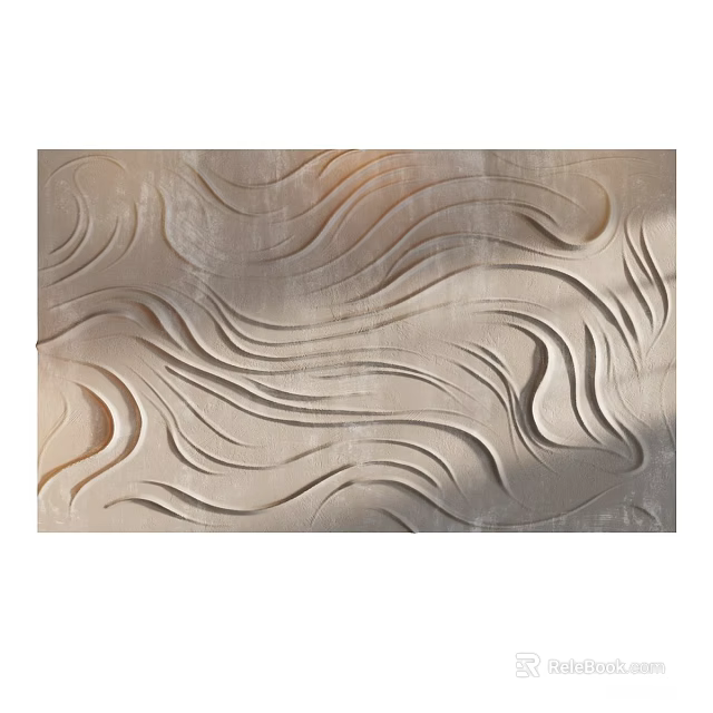 Decorative Textured Wall Panel With Wavy Curved Patterns And Smooth Beige Surface 3d model 