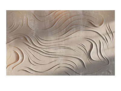 Decorative Textured Wall Panel With Wavy Curved Patterns And Smooth Beige Surface 3d model
