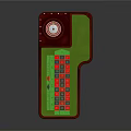 Roulette Entertainment Table With Green Felt Surface Red Wooden Frame Central Wheel Number Layout Design
