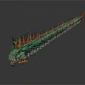 Long Decorative Dragon Sculpture With Green Body Red Spikes And Detailed Scales Design
