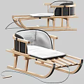 Wooden Rocking Chairs With Gray White Cushions And Sleigh Base Design