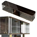 Modern Wooden TV Stand With Glass Panels Drawers And Storage Compartments