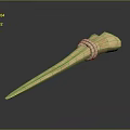 Handcrafted Wooden Weapon Featuring Sharp Pointed Tip And Rope Wrapped Handle 3d model