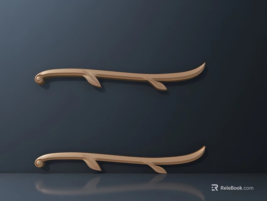 Golden Metal Hardware Tools Handles with Shiny Surface and Simple Elegant Design on Dark Background 3d model 