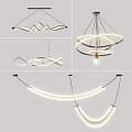 Modern Chandeliers With Various Creative Wave Ring And Curved LED Light Designs 3d model