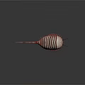 Detailed 3D Rendered Prehistoric Creature With Striped Exoskeleton And Red Spines