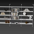 Modern Study Room Bookshelf With Books Geometric Decor And Decorative Lamps