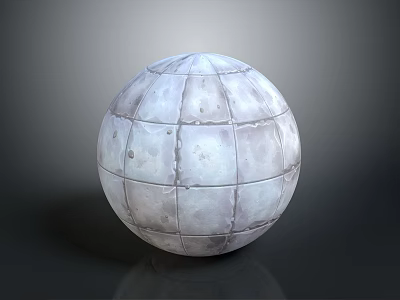 Lunar Sphere With Grid Pattern And Craters On Smooth Surface 3d model