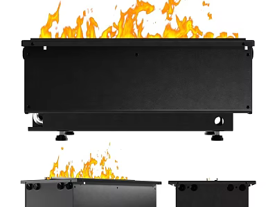 Contemporary Black Fireplace Design With Realistic Flames And Sturdy Metal Base 3d model