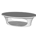 Modern Woven Coffee Table With Oval Shape And Open Storage Shelf 3d model