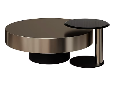 Modern Two Piece Round Coffee Tables With Sleek Metallic Finish And Sturdy Base 3d model