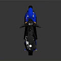 Blue Modern Scooter With Black Seat Rearview Mirrors And Reflective Surface
