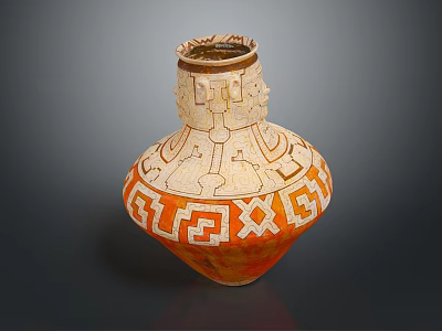 Traditional Handcrafted Sculpture Carving Ceramic Vase With Intricate Geometric Patterns Decorative Art Piece 3d model