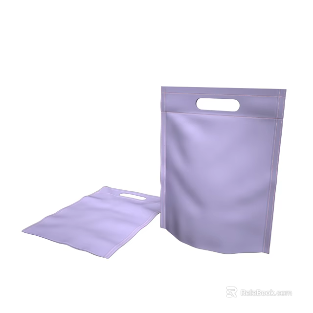 Purple Reusable Handbags Lightweight Design For Daily Essentials With Handle 3d model 
