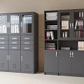 Gray Office File Cabinets With Drawers Glass Doors And Storage Shelves