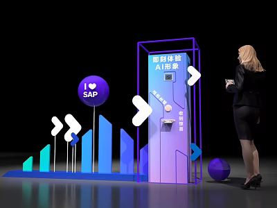 Modern Photo Check In Spot With SAP Logo AI Experience And Arrow Design 3d model