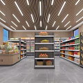 Convenience Store Interior Featuring Shelves Beverages Food Items Checkout Counter And Ice Cream
