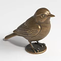 Bronze Bird Landscape Sculpture With Detailed Feathers And Lifelike Eyes On Base
