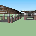 Modern Outdoor Pergola Structures With Metal Roofing And Grid Panels