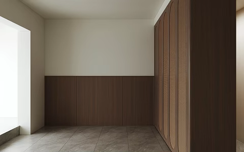 Modern wardrobe molded door shaped door rattan door 3d model