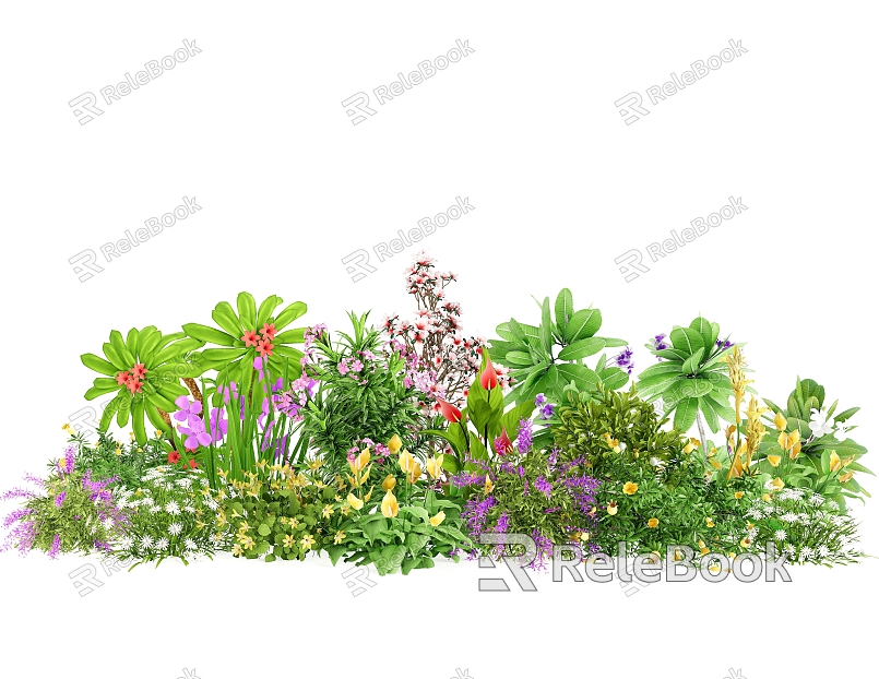 Flowers and Plants Combination Garden Flowers and Plants Group model