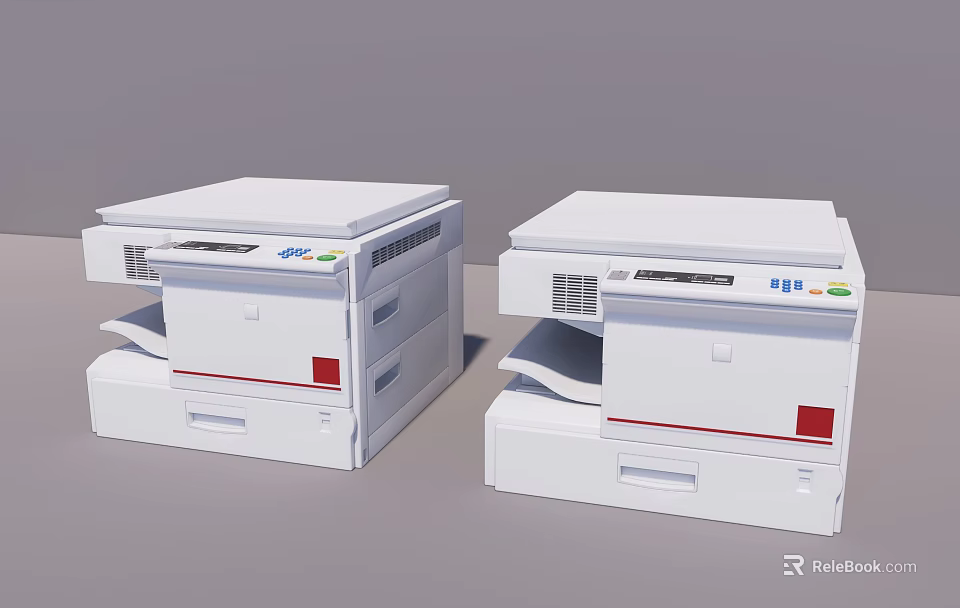 White Multifunctional Office Copiers With Drawers Control Panel And Modern Design 3d model