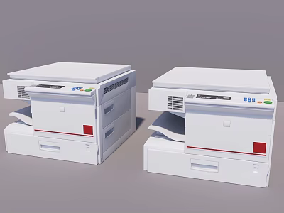 White Multifunctional Office Copiers With Drawers Control Panel And Modern Design 3d model