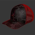 Stylish Trucker Hat With Mesh Back And Dark Abstract Pattern For Casual Daily Wear