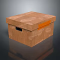Clothing Storage Cardboard Box With Brown Material And Orange Label Handle