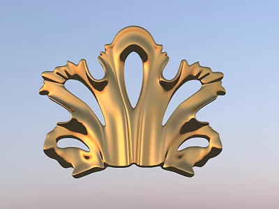 Golden Intricate Carved Decoration With Curved Patterns And Hollow Design For Architectural Ornament 3d model