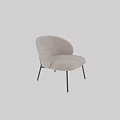 Beige Plush Accent Chair With Curved Backrest Black Metal Legs And Decorative Balls
