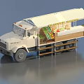 White Mobile Utility Truck With Open Sided Awning Selling Fresh Fruits Vegetables