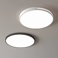 Modern Round Ceiling Lights with White and Black Frames on Gray Ceiling for Bright Illumination 3d model