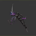 Detailed Futuristic Biomechanical Insect With Purple Pink Wings Horn Like Antenna And Metallic Structure