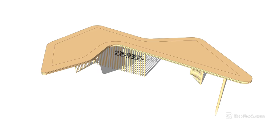 Outdoor Wooden Pergola With Curved Roof And Lattice Architectural Design 3d model 