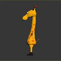 Yellow Cartoon Giraffe Character With Brown Spots Red Horns And Open Arms